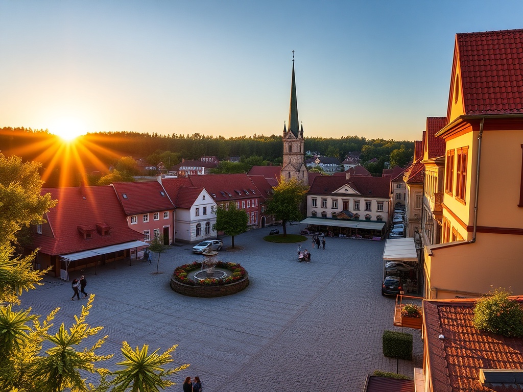Widok na renesansowy Rynek Wielki w Zamościu podczas majówki z kolorowymi kamienicami i Ratuszem.
