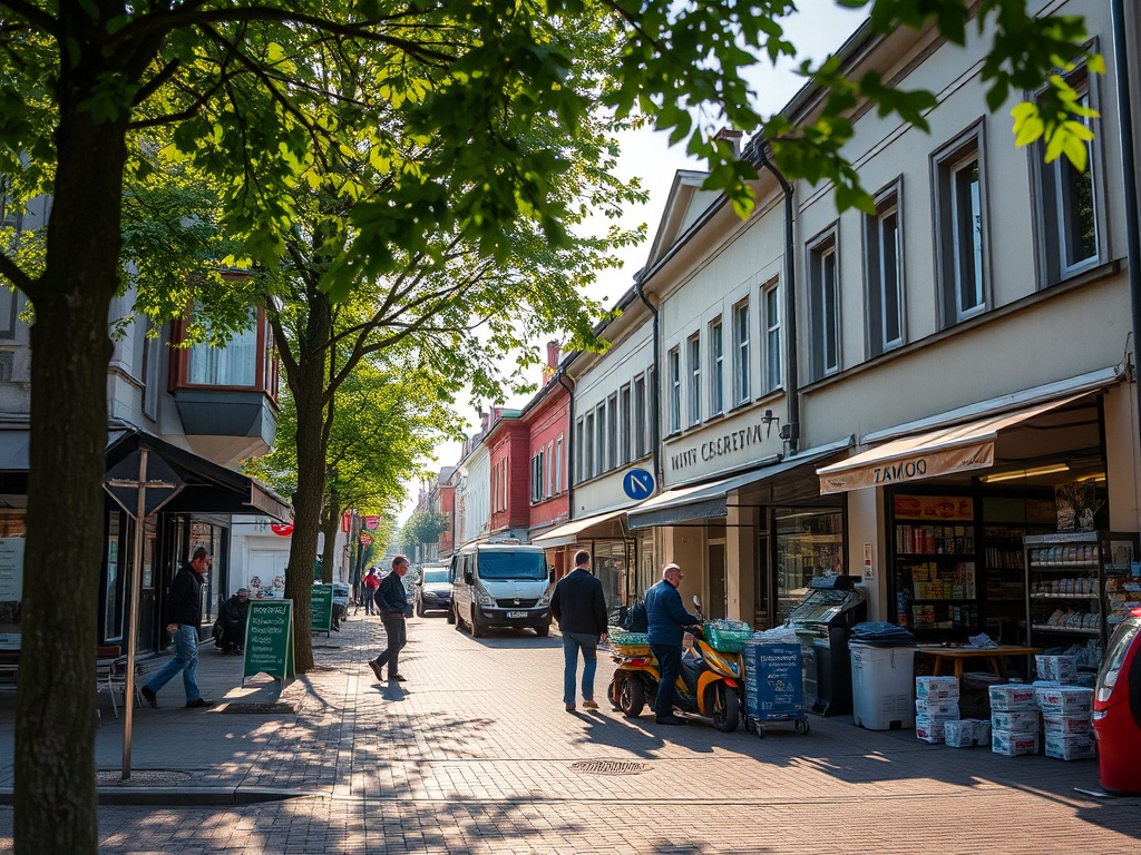 Mapa Zamościa z zaznaczonymi obszarami potencjalnych utrudnień drogowych i symbolami wsparcia biznesu